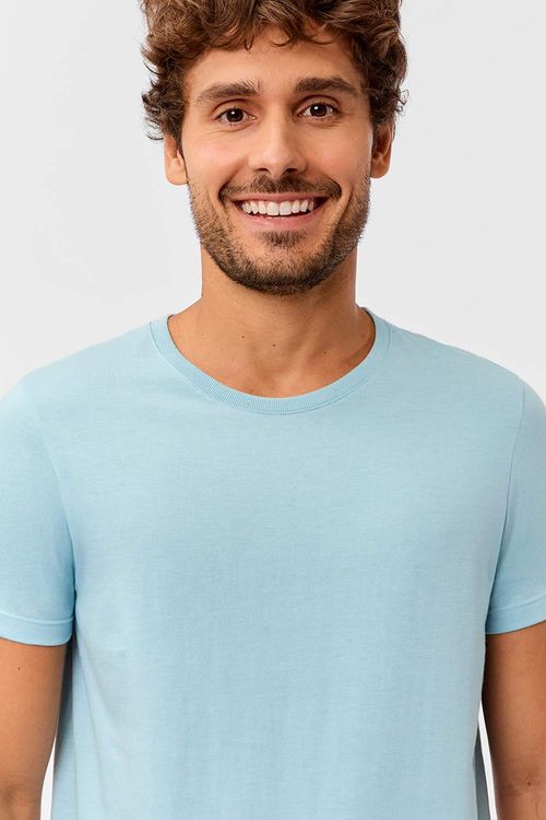 T-Shirt Básica Premium Fit Sem Costura Azul Clara