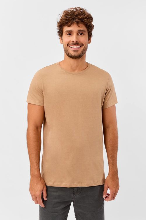 T-Shirt Básica Premium Fit Sem Costura Lateral Nude