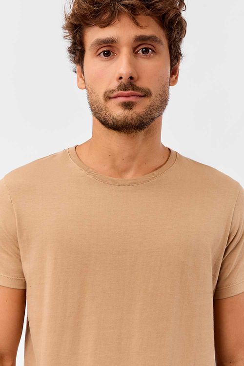 T-Shirt Básica Premium Fit Sem Costura Lateral Nude