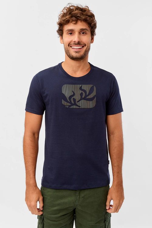 T-Shirt Estampada 3d Azul Marinho
