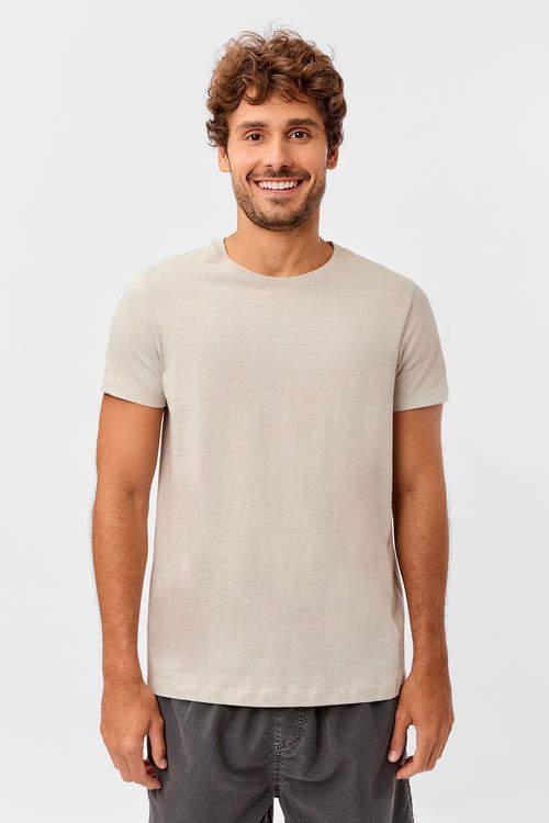 T-Shirt Básica Premium Fit Sem Costura Lateral Cinza