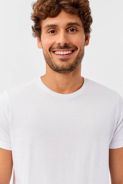 T-Shirt Básica Premium Fit Sem Costura Lateral Branca