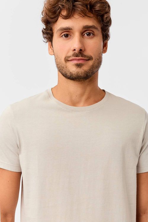 T-Shirt Básica Premium Fit Sem Costura Lateral Cinza