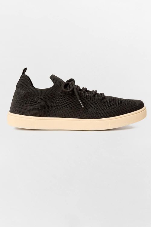 Tênis Knit Cadarço Preto