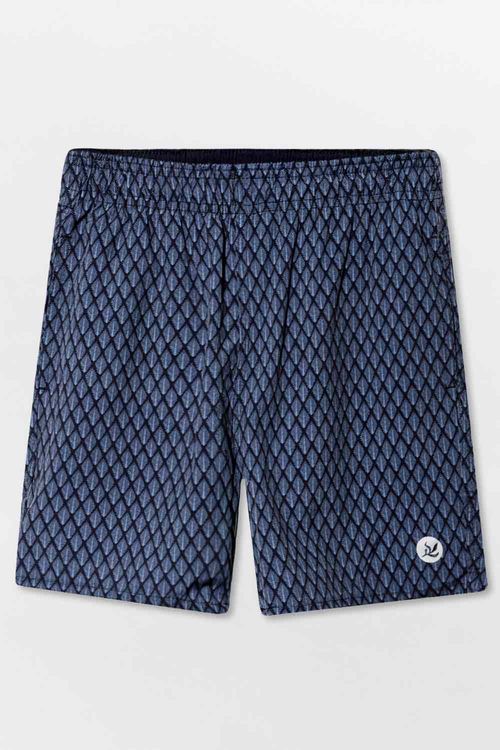 Short Infantil Mini Print Folha Azul Marinho