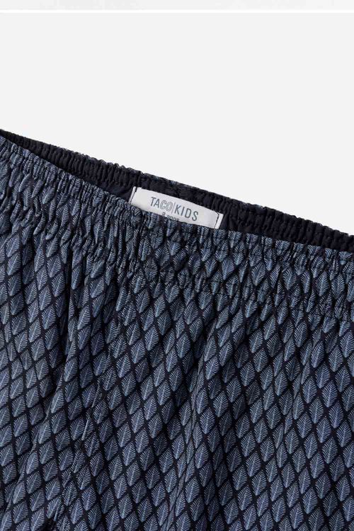 Short Infantil Mini Print Folha Azul Marinho