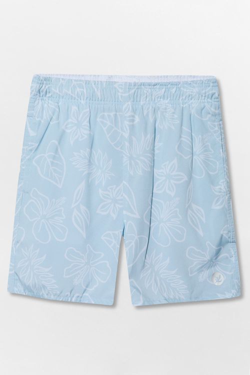 Short Infantil Estampado Flex Flor Azul Claro