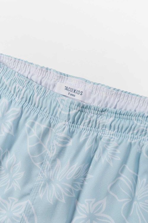Short Infantil Estampado Flex Flor Azul Claro