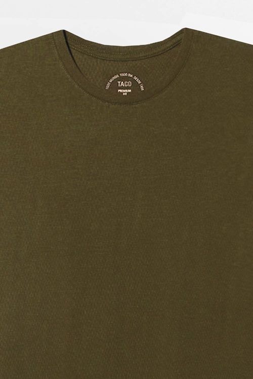 T-Shirt Básica Premium Fit Sem Costura Lateral Verde Musgo