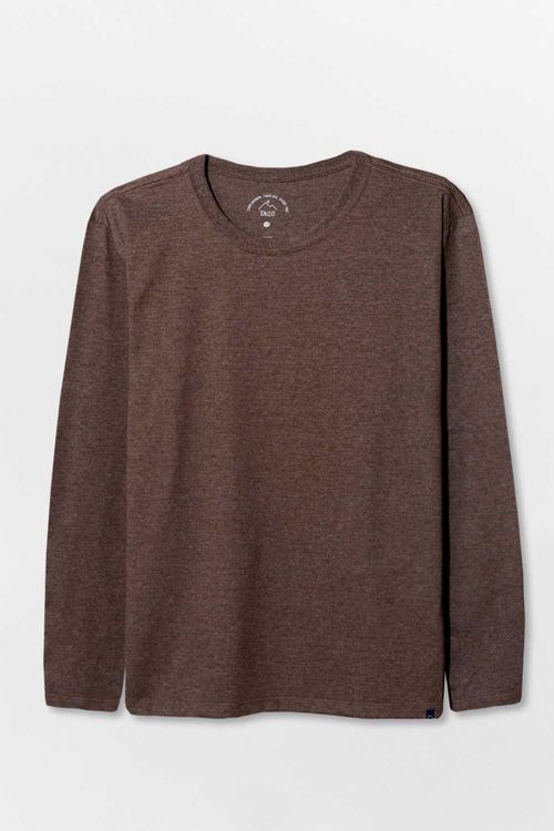 T-Shirt Básica Manga Longa Marrom