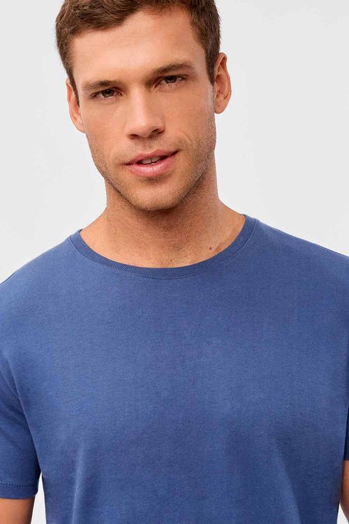 T-Shirt Básica Fit Premium Sem Costura Azul