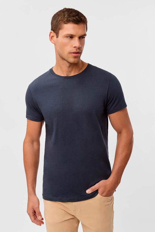 T-Shirt Básica Premium Fit Sem Costura Lateral Chumbo