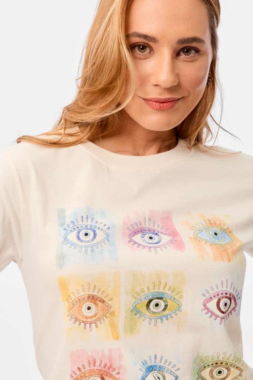 Blusa Estampada Eye Off White