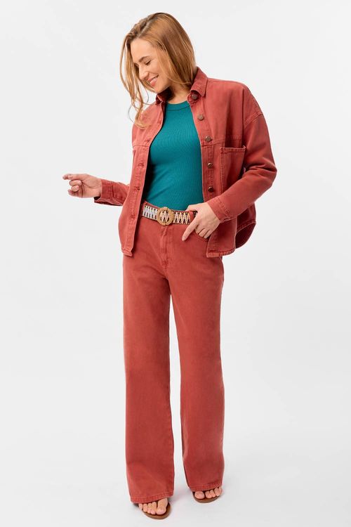 Calça Color Wide Leg Goiaba