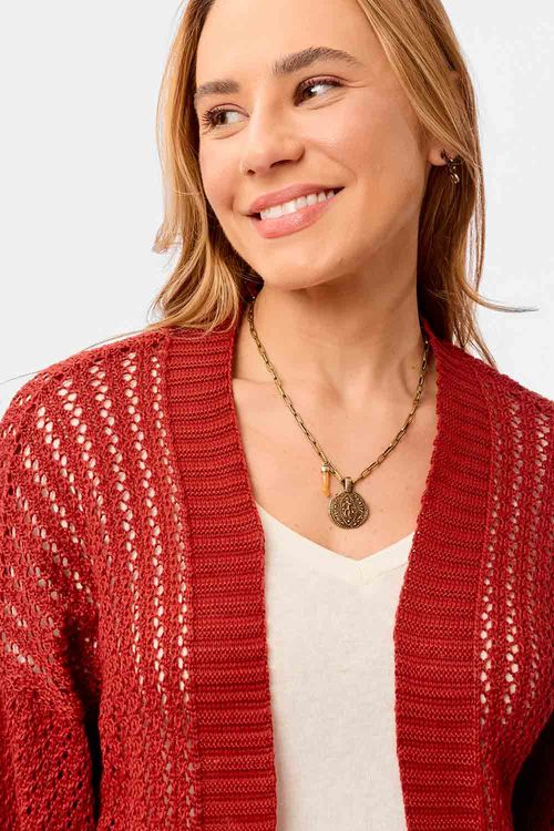 Casaco Tricot Vazado Camel