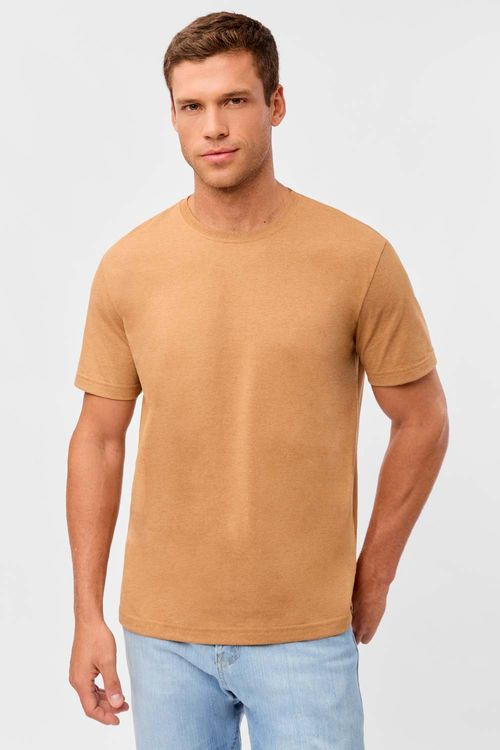 T-Shirt Básica Mescla Comfort Mostarda