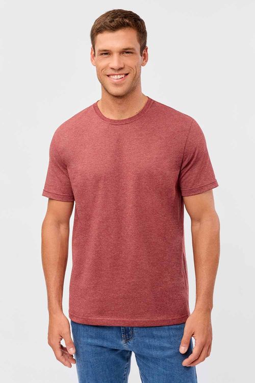 T-Shirt Básica Mescla Comfort Vermelho Escuro
