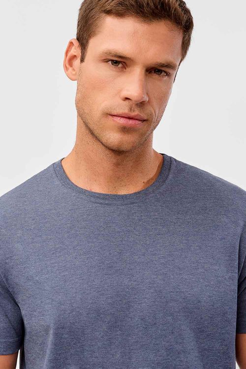 T-Shirt Básica Mescla Comfort Azul Jeans