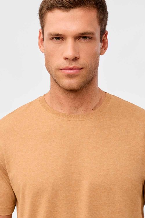 T-Shirt Básica Mescla Comfort Mostarda