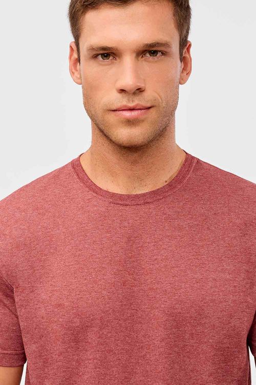 T-Shirt Básica Mescla Comfort Vermelho Escuro