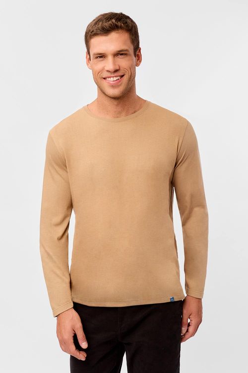 T-Shirt Manga Longa Premium Fit Sem Costura Nude