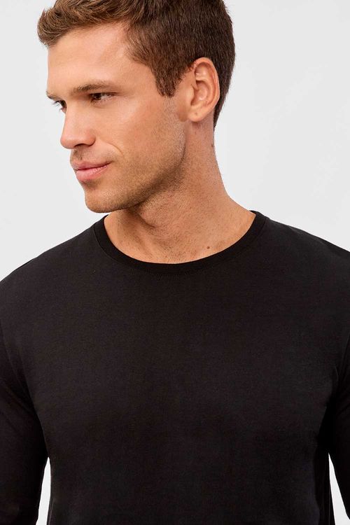T-Shirt Manga Longa Premium Fit Sem Costura Preta