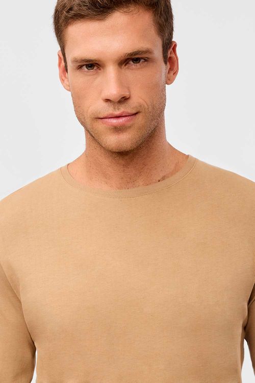T-Shirt Manga Longa Premium Fit Sem Costura Nude