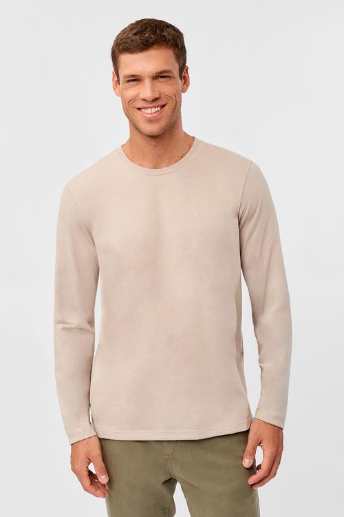 T-Shirt Básica Manga Longa Cinza