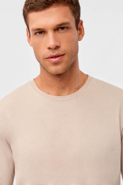 T-Shirt Básica Manga Longa Cinza