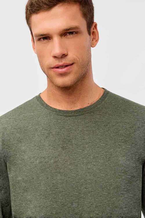 T-Shirt Básica Manga Longa Verde Escuro