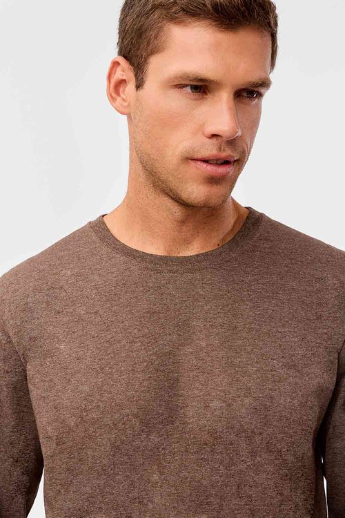 T-Shirt Básica Manga Longa Marrom