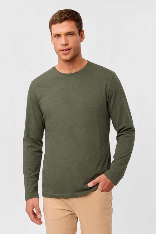 T-Shirt Básica Manga Longa Verde Escuro