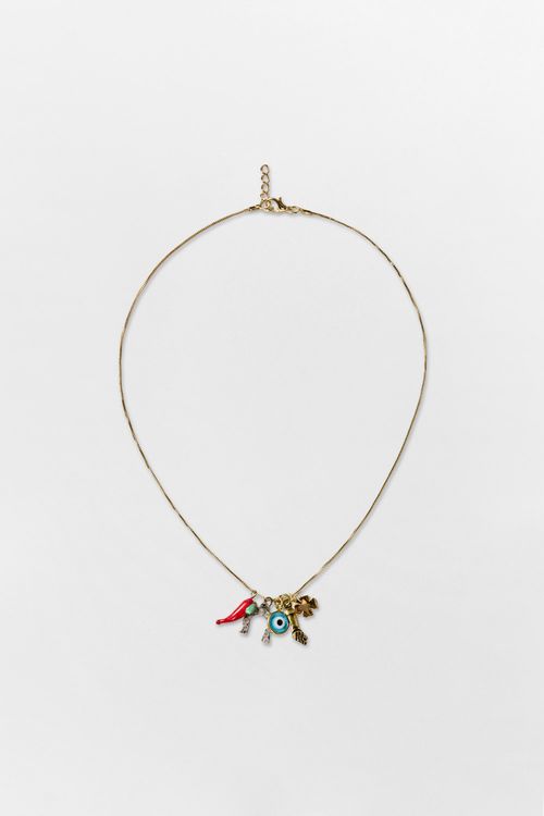 Colar Pingente Amuletos Ouro