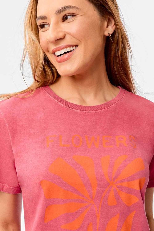 Blusa Estampada Flowera Rosa Escuro