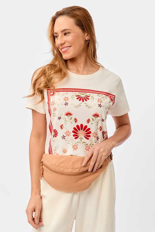 Blusa Estampada Florescer Off White