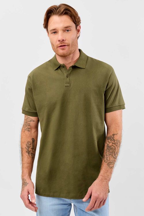 Polo Básica Comfort Piquet Flex Verde Musgo