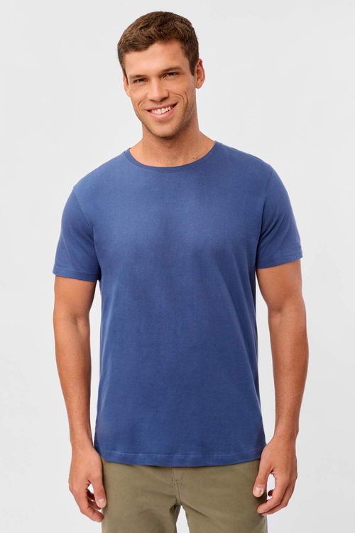 T-Shirt Básica Fit Premium Sem Costura Azul