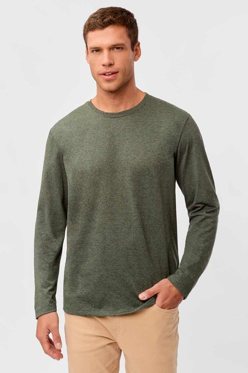 T-Shirt Básica Manga Longa Verde Escuro