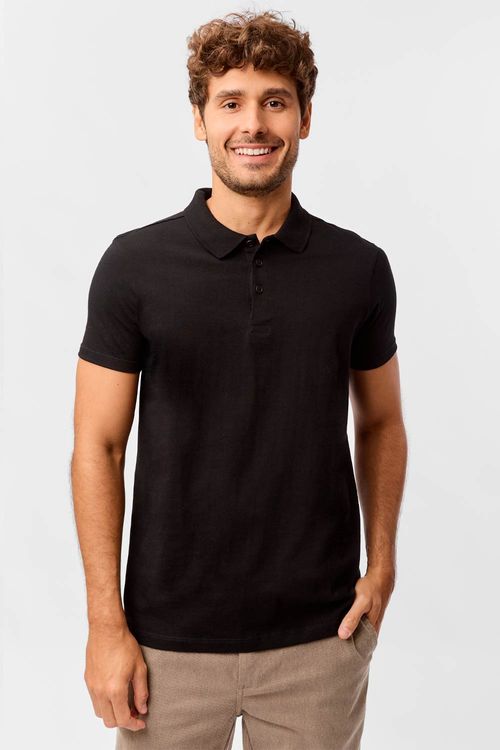 Polo Básica Premium Fit Sem Costura Preta
