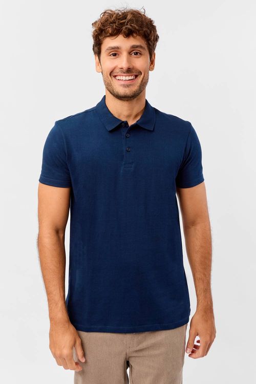 Polo Básica Premium Fit Sem Costura Azul Marinho