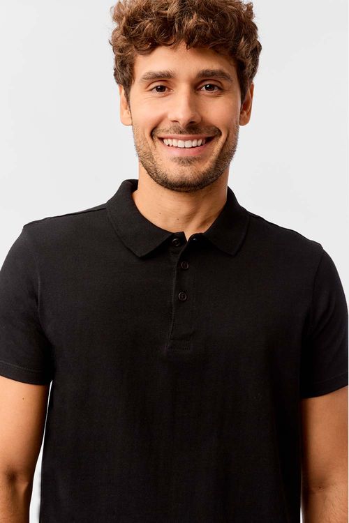 Polo Básica Premium Fit Sem Costura Preta