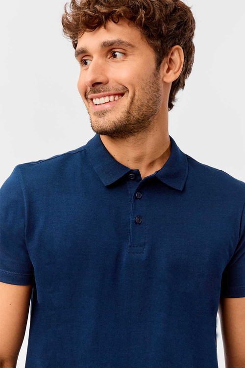 Polo Básica Premium Fit Sem Costura Azul Marinho