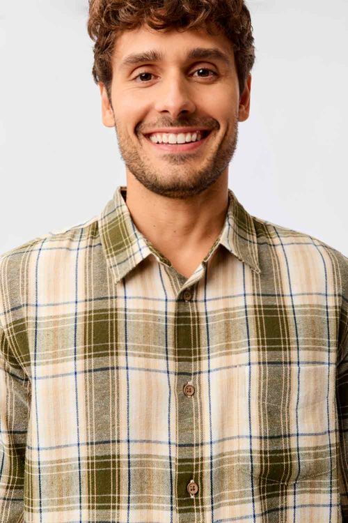 Camisa Xadrez Flanelada Off White/Verde