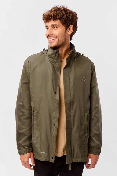Jaqueta Corta Vento Com Capuz Embutido Tech Verde Militar Verde Militar