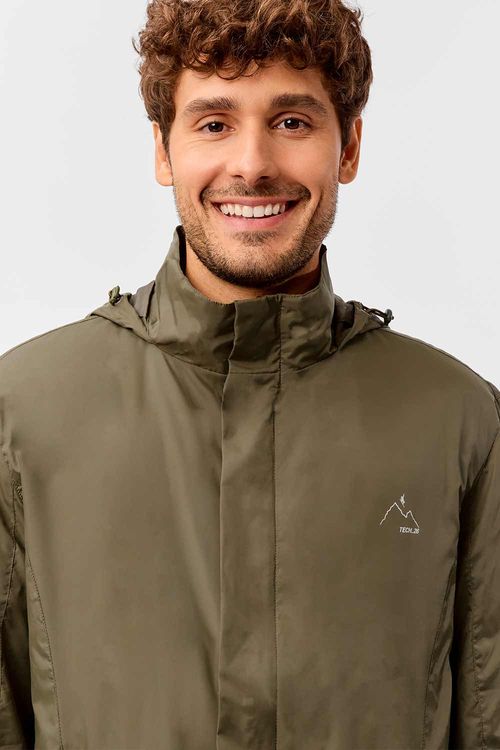 Jaqueta Corta Vento Com Capuz Embutido Tech Verde Militar Verde Militar