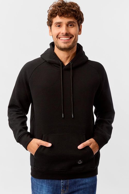 Casaco Moletom Com Capuz Preto
