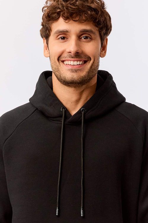 Casaco Moletom Com Capuz Preto