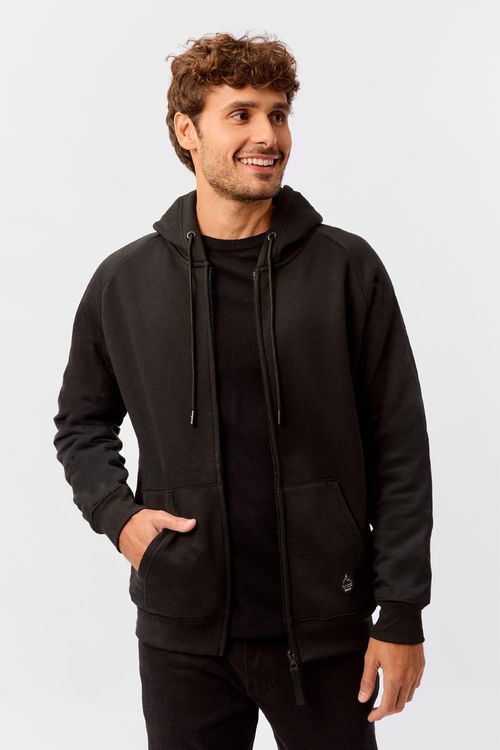 Casaco Moletom Com Capuz Preto