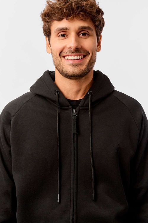 Casaco Moletom Com Capuz Preto