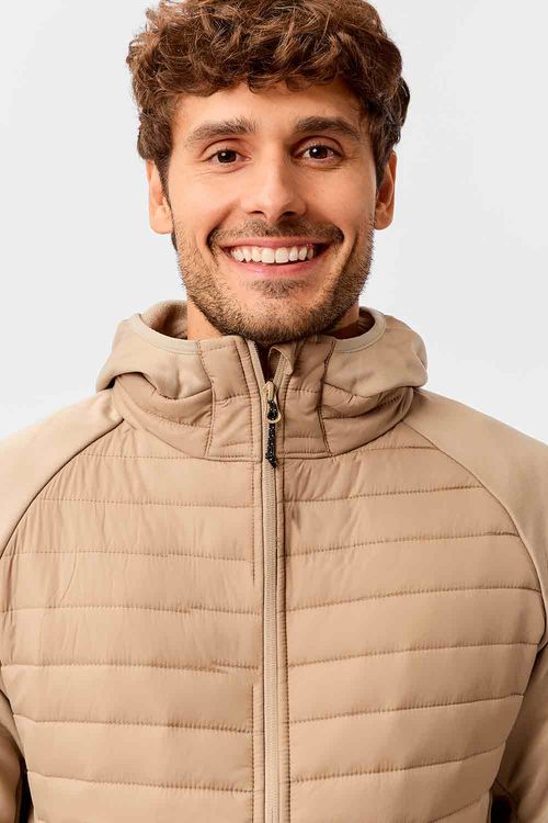 Jaqueta Puffer Com Capuz Khaki